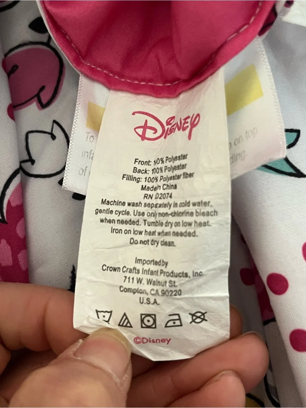 Disney Minnie Mouse Happy Hearts Reversible Crib Comforter Vibrant Pink 40x52